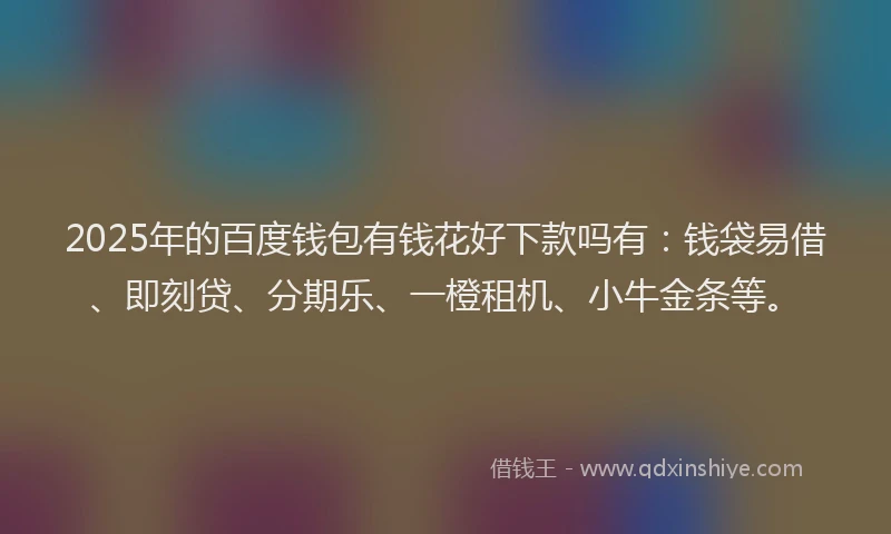 2025年的百度钱包有钱花好下款吗有：钱袋易借、即刻贷、分期乐、一橙租机、小牛金条等。