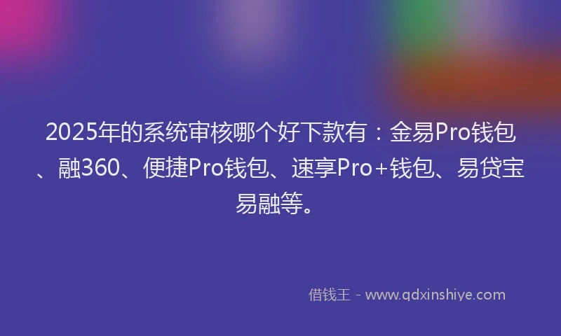 2025年的系统审核哪个好下款有：金易Pro钱包、融360、便捷Pro钱包、速享Pro+钱包、易贷宝易融等。