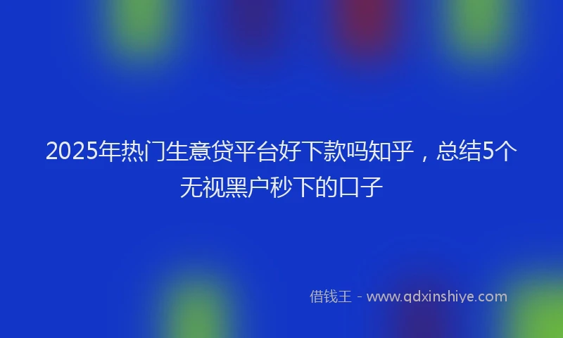 2025年热门生意贷平台好下款吗知乎，总结5个无视黑户秒下的口子