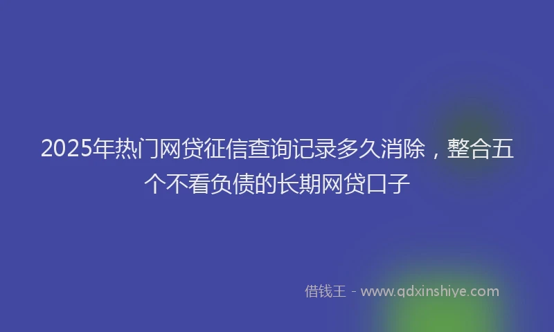 2025年热门网贷征信查询记录多久消除，整合五个不看负债的长期网贷口子