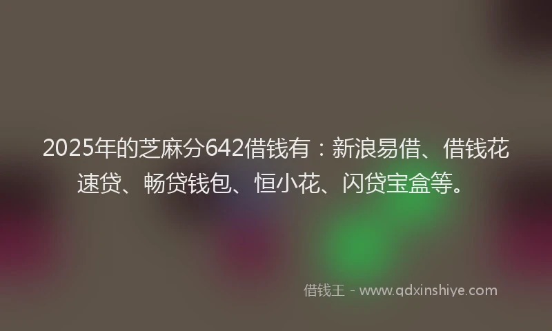 2025年的芝麻分642借钱有：新浪易借、借钱花速贷、畅贷钱包、恒小花、闪贷宝盒等。