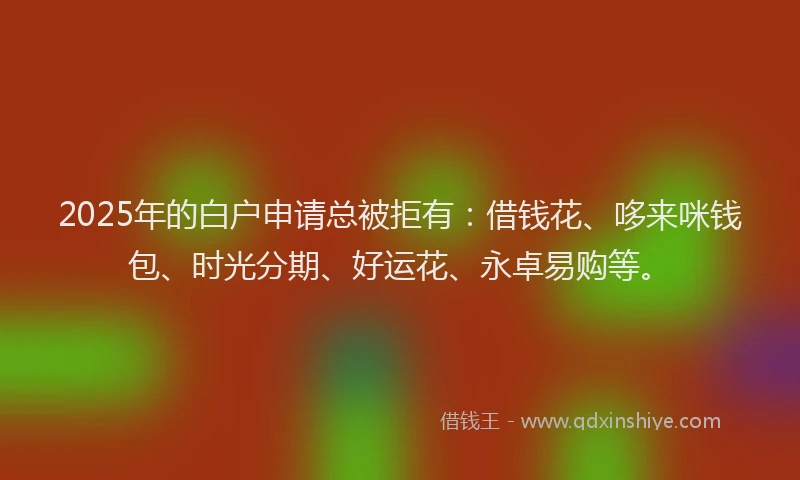 2025年的白户申请总被拒有：借钱花、哆来咪钱包、时光分期、好运花、永卓易购等。