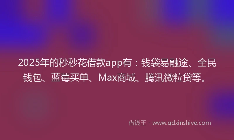 2025年的秒秒花借款app有：钱袋易融途、全民钱包、蓝莓买单、Max商城、腾讯微粒贷等。