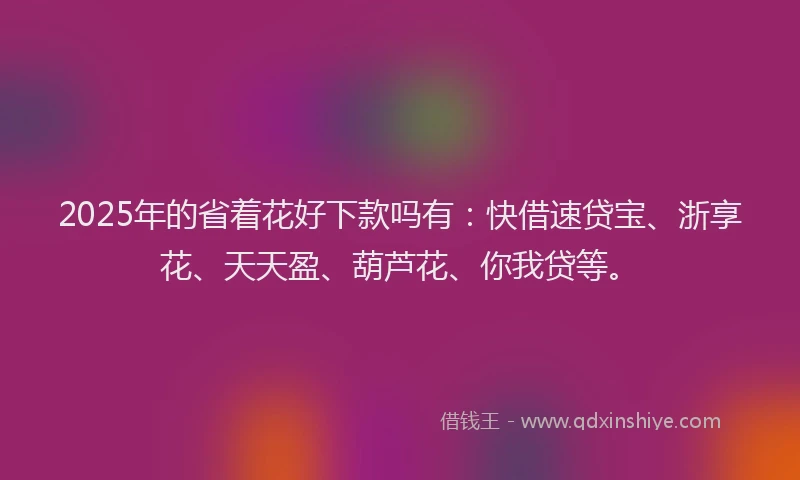 2025年的省着花好下款吗有：快借速贷宝、浙享花、天天盈、葫芦花、你我贷等。