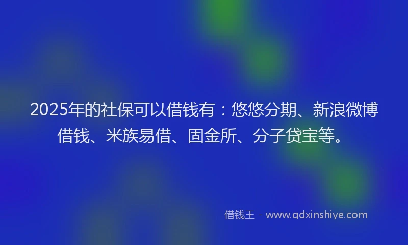 2025年的社保可以借钱有：悠悠分期、新浪微博借钱、米族易借、固金所、分子贷宝等。