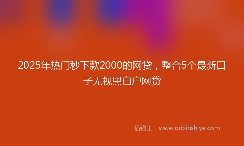 2025年热门秒下款2000的网贷，整合5个最新口子无视黑白户网贷