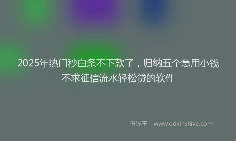 2025年热门秒白条不下款了,归纳五个急用小钱不求征信流水轻松贷的软件