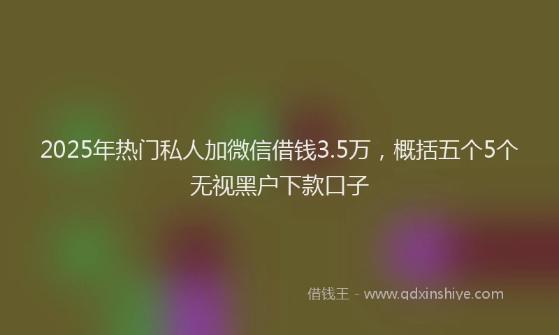 2025年热门私人加微信借钱3.5万，概括五个5个无视黑户下款口子