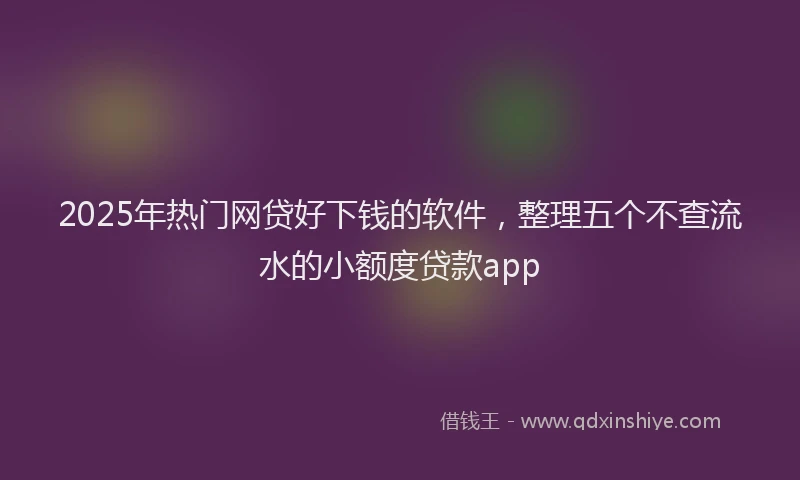 2025年热门网贷好下钱的软件，整理五个不查流水的小额度贷款app