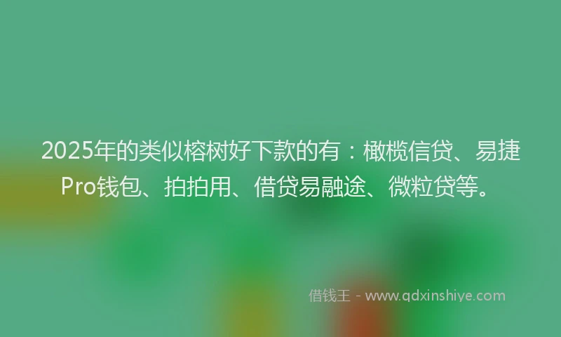 2025年的类似榕树好下款的有：橄榄信贷、易捷Pro钱包、拍拍用、借贷易融途、微粒贷等。