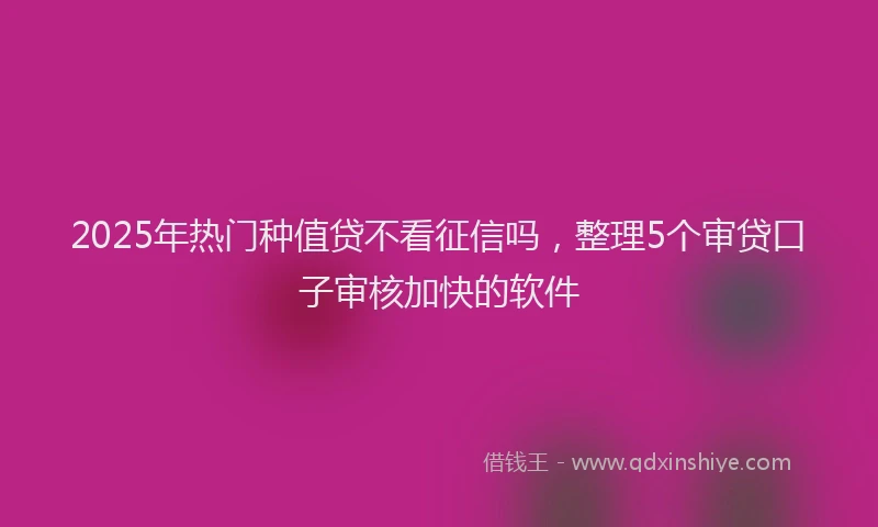 2025年热门种值贷不看征信吗，整理5个审贷口子审核加快的软件