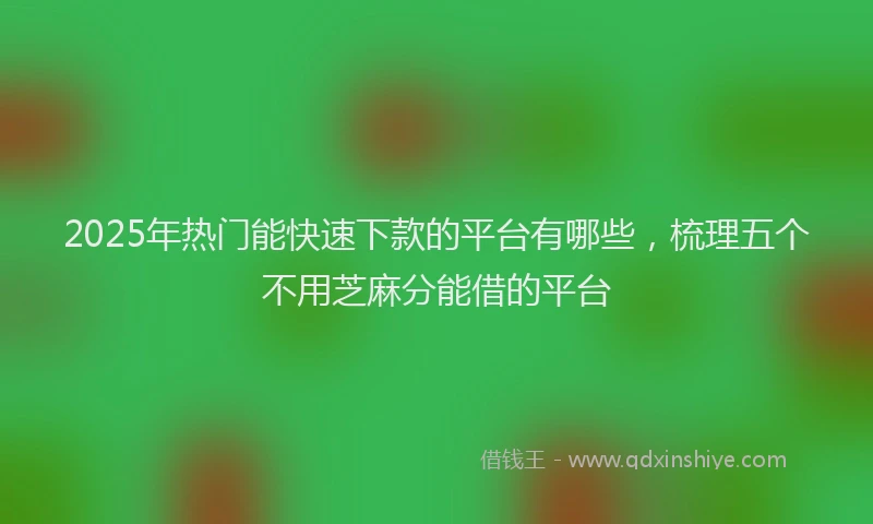 2025年热门能快速下款的平台有哪些，梳理五个不用芝麻分能借的平台