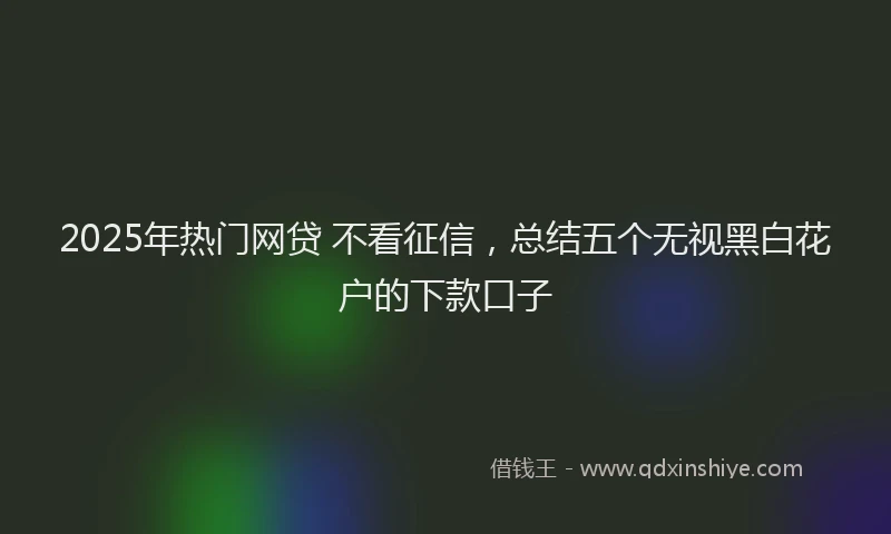 2025年热门网贷 不看征信，总结五个无视黑白花户的下款口子