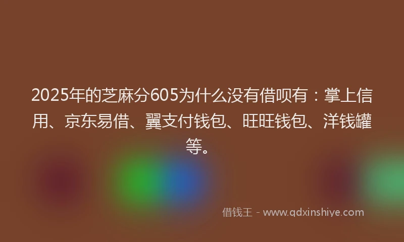 2025年的芝麻分605为什么没有借呗有：掌上信用、京东易借、翼支付钱包、旺旺钱包、洋钱罐等。