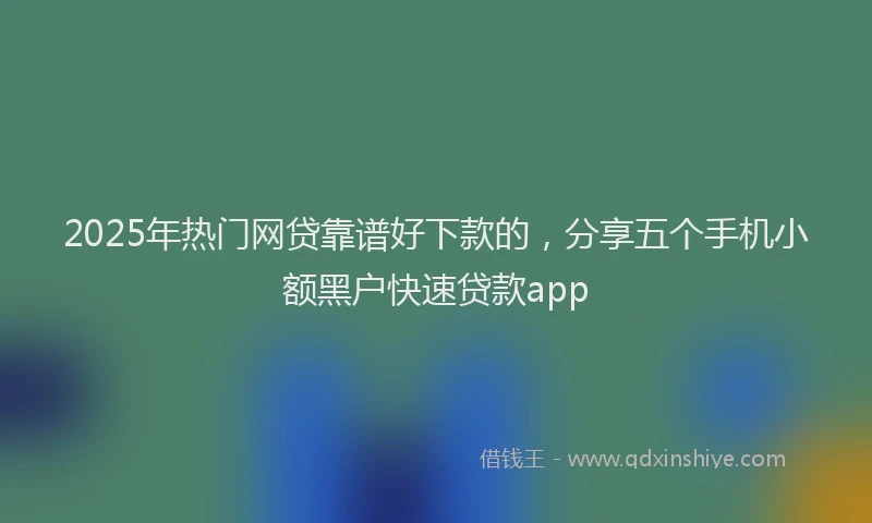 2025年热门网贷靠谱好下款的，分享五个手机小额黑户快速贷款app