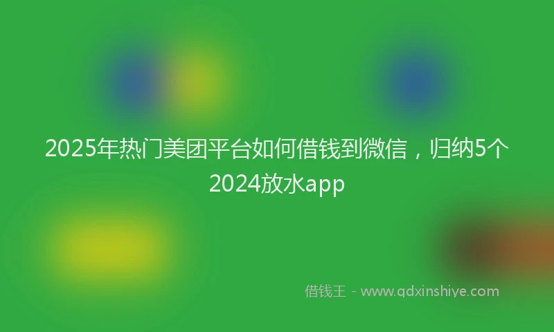 2025年热门美团平台如何借钱到微信，归纳5个2024放水app