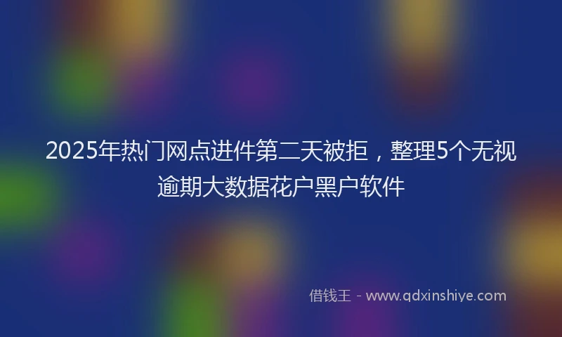2025年热门网点进件第二天被拒，整理5个无视逾期大数据花户黑户软件