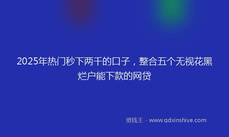 2025年热门秒下两千的口子，整合五个无视花黑烂户能下款的网贷