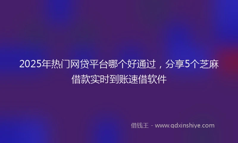 2025年热门网贷平台哪个好通过，分享5个芝麻借款实时到账速借软件