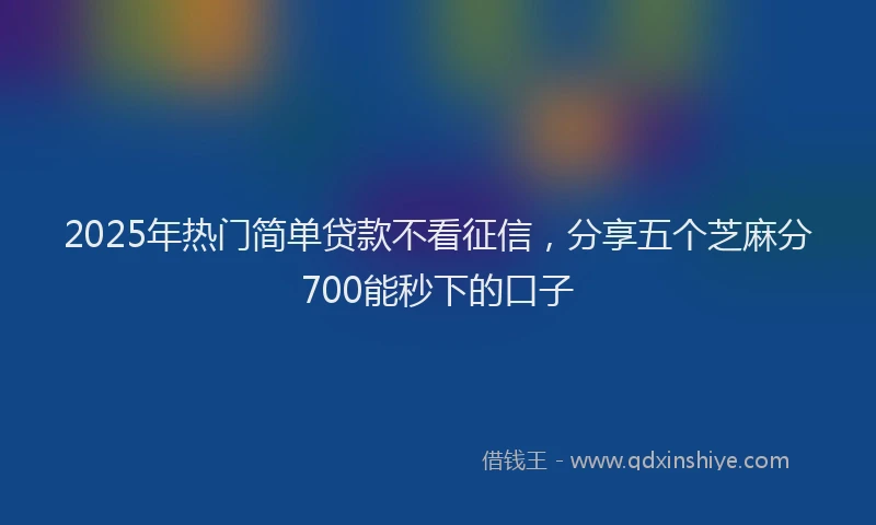 2025年热门简单贷款不看征信，分享五个芝麻分700能秒下的口子