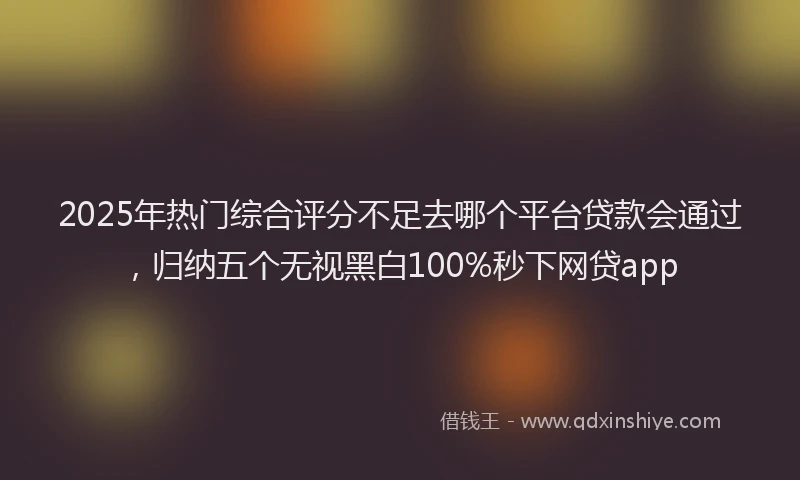 2025年热门综合评分不足去哪个平台贷款会通过，归纳五个无视黑白100%秒下网贷app