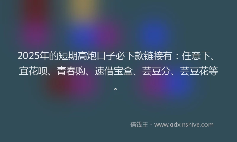 2025年的短期高炮口子必下款链接有：任意下、宜花呗、青春购、速借宝盒、芸豆分、芸豆花等。