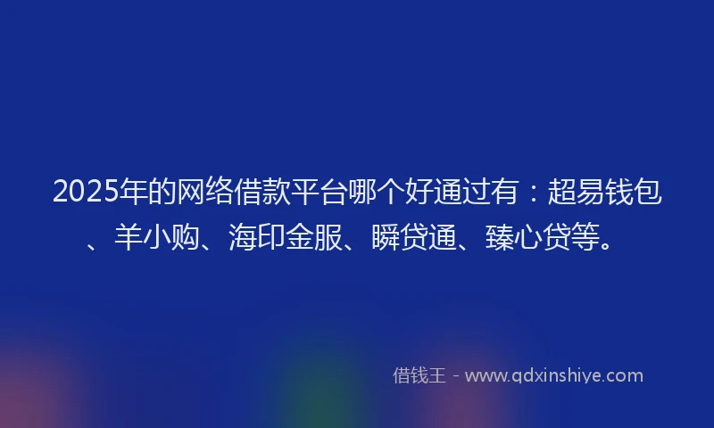 2025年的网络借款平台哪个好通过有:超易钱包、羊小购、海印金服、瞬贷通、臻心贷等。