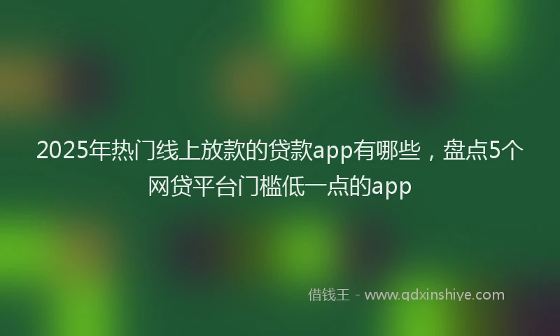 2025年热门线上放款的贷款app有哪些,盘点5个网贷平台门槛低一点的app