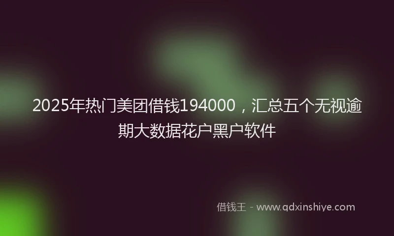 2025年热门美团借钱194000，汇总五个无视逾期大数据花户黑户软件