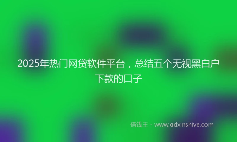 2025年热门网贷软件平台,总结五个无视黑白户下款的口子