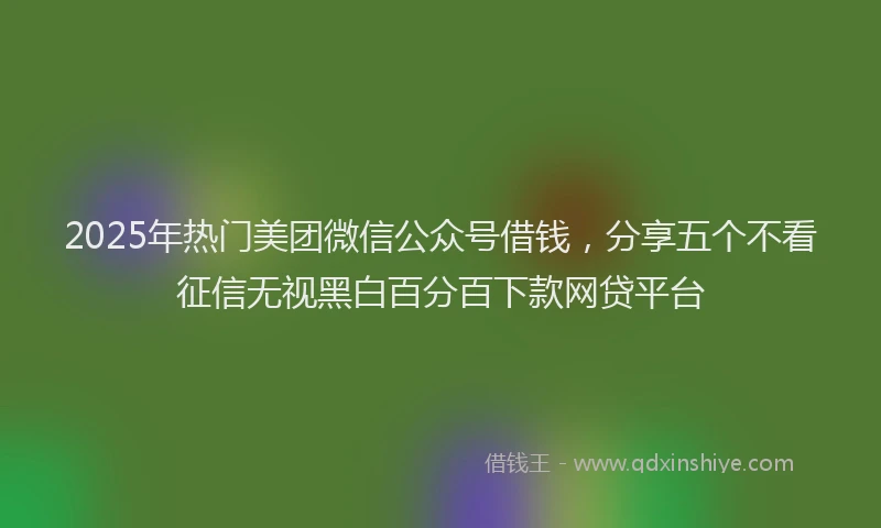 2025年热门美团微信公众号借钱，分享五个不看征信无视黑白百分百下款网贷平台