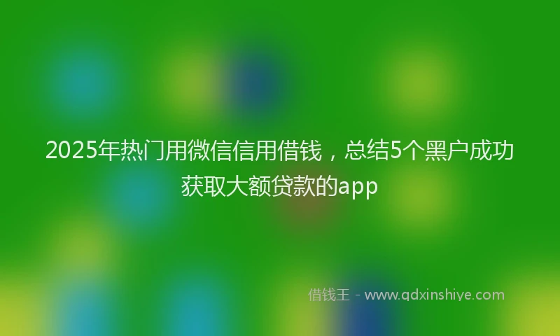 2025年热门用微信信用借钱，总结5个黑户成功获取大额贷款的app