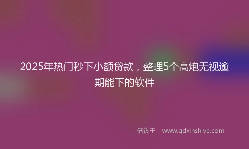 2025年热门秒下小额贷款，整理5个高炮无视逾期能下的软件