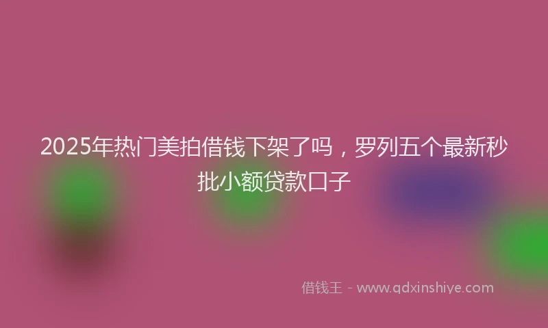 2025年热门美拍借钱下架了吗，罗列五个最新秒批小额贷款口子