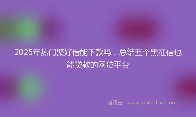 2025年热门聚好借能下款吗，总结五个黑征信也能贷款的网贷平台
