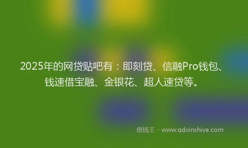 2025年的网贷贴吧有：即刻贷、信融Pro钱包、钱速借宝融、金银花、超人速贷等。