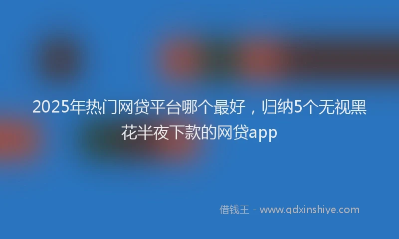 2025年热门网贷平台哪个最好，归纳5个无视黑花半夜下款的网贷app