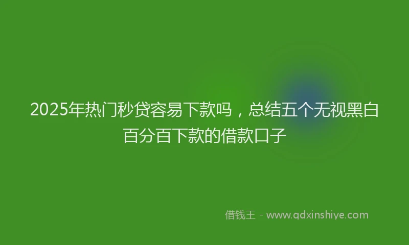2025年热门秒贷容易下款吗,总结五个无视黑白百分百下款的借款口子