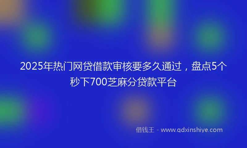 2025年热门网贷借款审核要多久通过,盘点5个秒下700芝麻分贷款平台