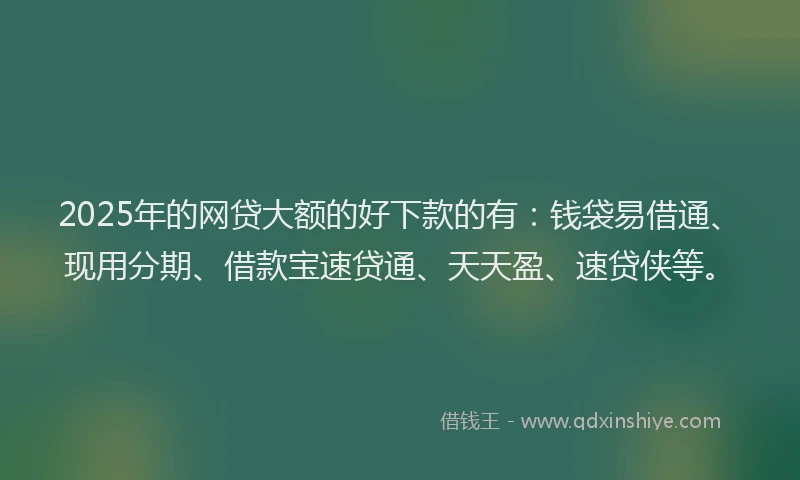 2025年的网贷大额的好下款的有：钱袋易借通、现用分期、借款宝速贷通、天天盈、速贷侠等。