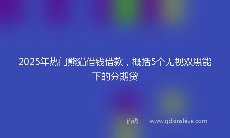 2025年热门熊猫借钱借款，概括5个无视双黑能下的分期贷