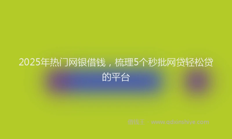 2025年热门网银借钱，梳理5个秒批网贷轻松贷的平台