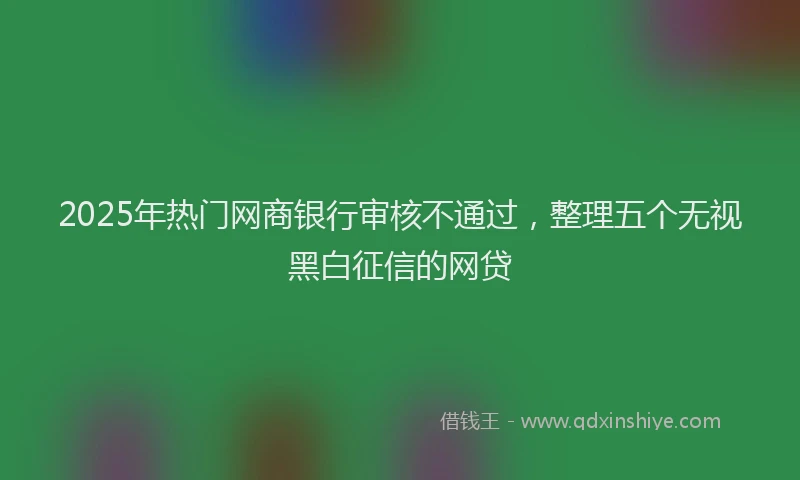 2025年热门网商银行审核不通过，整理五个无视黑白征信的网贷