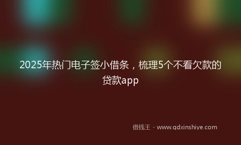 2025年热门电子签小借条，梳理5个不看欠款的贷款app