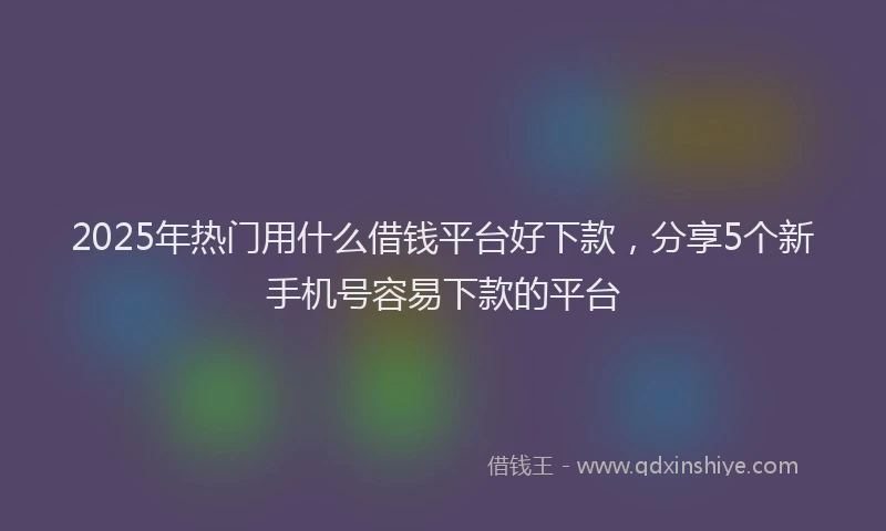 2025年热门用什么借钱平台好下款，分享5个新手机号容易下款的平台