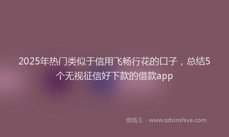 2025年热门类似于信用飞畅行花的口子，总结5个无视征信好下款的借款app