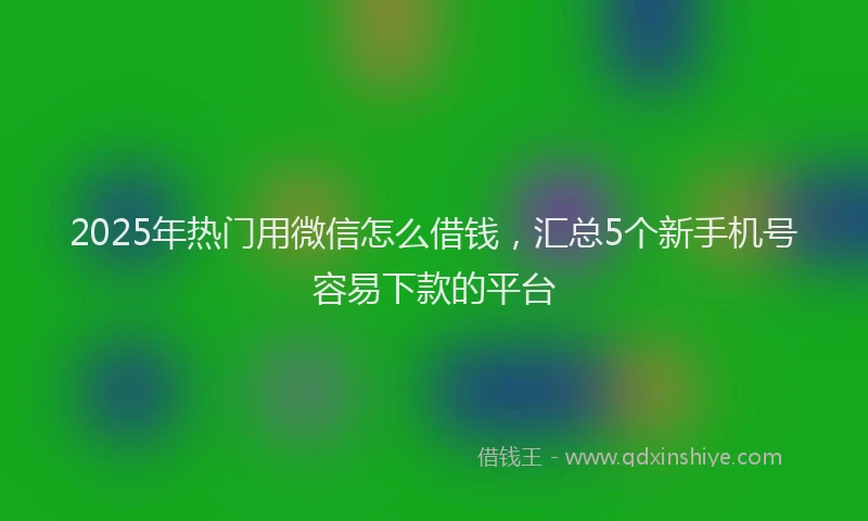 2025年热门用微信怎么借钱,汇总5个新手机号容易下款的平台