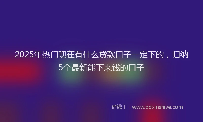 2025年热门现在有什么贷款口子一定下的，归纳5个最新能下来钱的口子