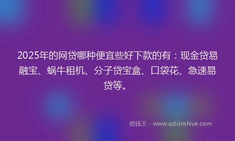 2025年的网贷哪种便宜些好下款的有:现金贷易融宝、蜗牛租机、分子贷宝盒、口袋花、急速易贷等。
