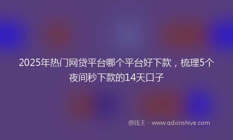 2025年热门网贷平台哪个平台好下款,梳理5个夜间秒下款的14天口子